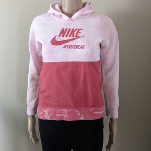 Nike pink color block bleached hoodie, girl's medium